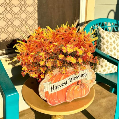 10 Bundles Artificial Mums for Outdoors Fake Fall Flowers Silk Flowers Plastic Plants UV Resistant No Fade for Outside Porch Garden Pots Planters Autumn Fall Decor (Fall)