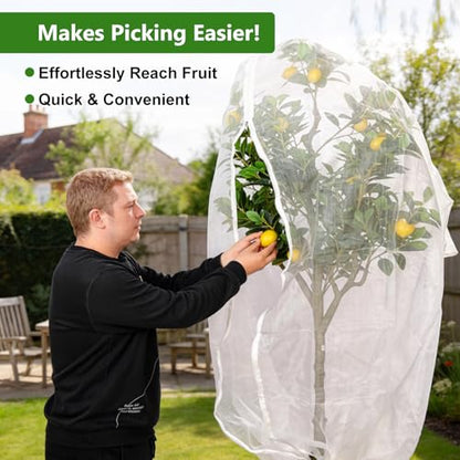 Jevrench 1-Pack 8 x 8 ft Garden Netting Bags with Zipper and Drawstring - size: 8 x 8ft – 1 Pack