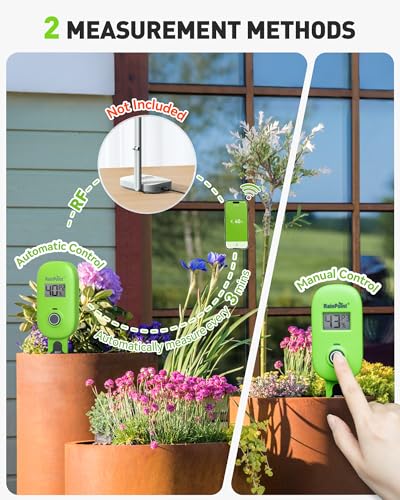 RAINPOINT Smart Soil Moisture Meter for Plants, Soil Hygrometer Sensor, Real-time Monitor Humidity Tester for Gardening, Farming, Indoor and Outdoor Plants Care, HWG023/HWG040 WiFi Hub Needed (Green)