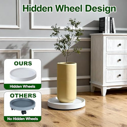 14.8" Plant Caddy with Hidden Wheels,2Pack Light Gray+Gray - color: 14.8 Inch