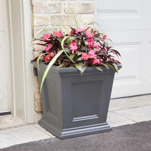 Mayne Fairfield 16in Self-Watering Square Planter, Graphite Grey - color: Graphite Grey, size: 16in