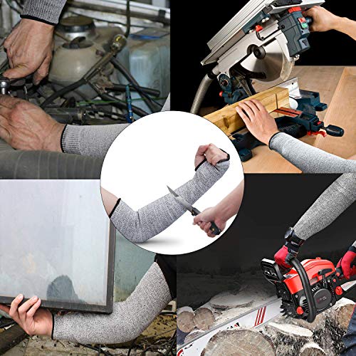 Protective Arm Sleeves, Level 5 Protection Cut Resistant Sleeve with Thumb Hole (Black) - color: Black