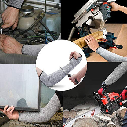 Protective Arm Sleeves, Level 5 Protection Cut Resistant Sleeves with Thumb Hole (Grey) - color: Grey
