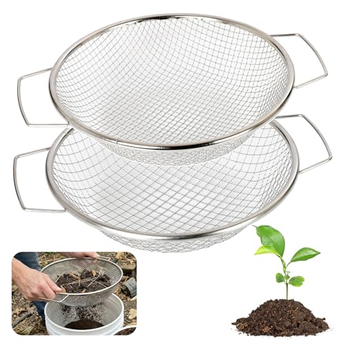 2Pcs 304 Stainless Steel Soil Sifter 1/4" 3/8" Screen Fit 5 Gal Bucket - size: 2 Pcs (1/8in,3/8in)