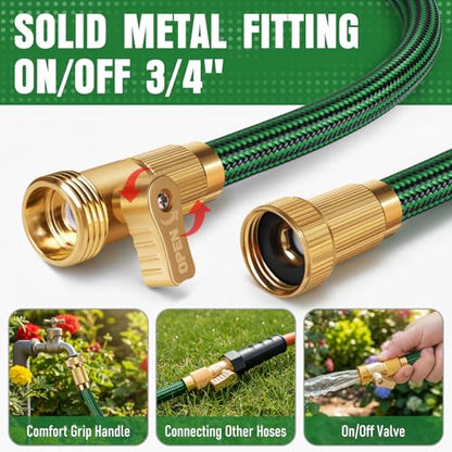Garden Hose 75 ft, Non-Expanding Lightweight Kink-Free Flexible Water Hose - color: Green, size: 75ft