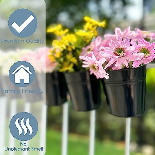 LaLaGreen Small Hanging Planters - 10 Pack, 4 Inch Black Metal Bucket Small Flower Pots for Outdoor Outside, Balcony Railing Hanging, Cute Garden Decor Rail Wall Farmhouse Rustic Deck Porch Succulent - size: 4 Inch (Black)