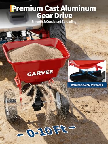 Garvee Tow-Behind Spreader, 85 Lbs Capacity Pull Broadcast Spreader - color: Red