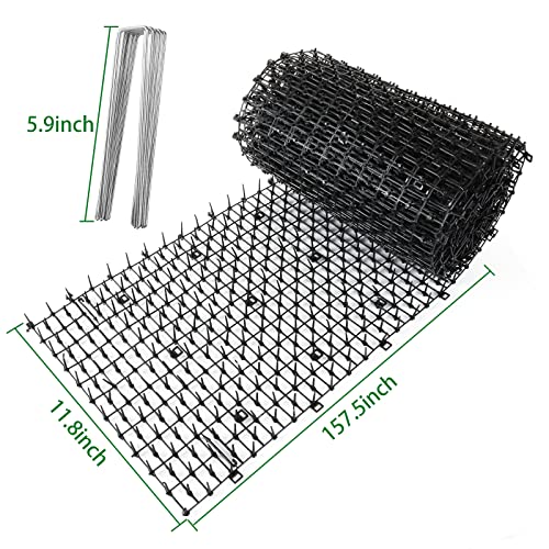 SENENQU 13FT x 12 In Cat Scat Mat with Spikes and 8 Garden Staples, Scat Mats for Cat Indoor, Cats Scats Mats Anti-Cats Deterrent Mat Prickle Strips Home Spike Deterrent for Outdoor Garden Window Sofa