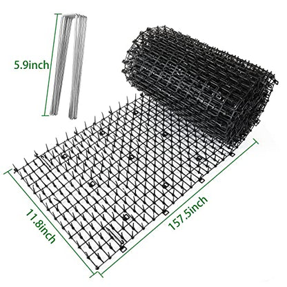 SENENQU 13FT x 12 In Cat Scat Mat with Spikes and 8 Garden Staples, Scat Mats for Cat Indoor, Cats Scats Mats Anti-Cats Deterrent Mat Prickle Strips Home Spike Deterrent for Outdoor Garden Window Sofa
