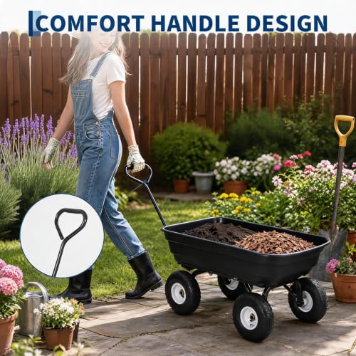 Heavy-Duty Utility Garden Dump Cart, 600Lbs Capacity - size: 600LBS