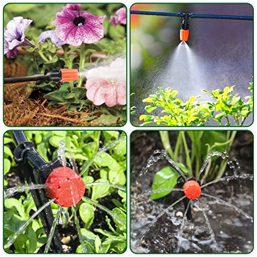 Drip Irrigation Kit, Drip Irrigation System for Garden with 1/4" Irrigation Tubing DIY Saving Water Automatic Watering System for Garden, Greenhouse, Flower Bed, Patio, Lawn - size: 50ft