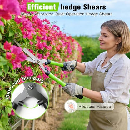 21" Hedge Shears, 7.5" Pruning Shears Set, Wavy Steel Blades