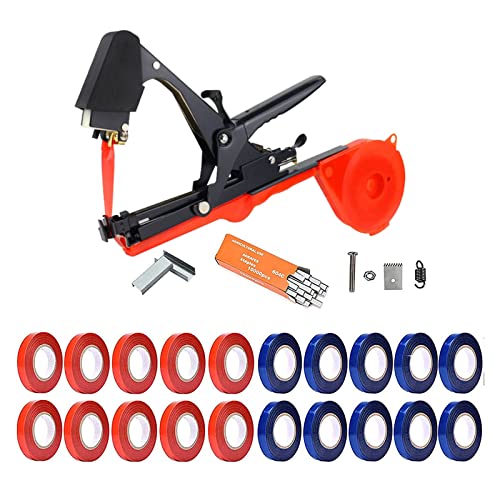 Plant Tying Machine,Plant Vine Tying Machine Tool with 10000pcs Staples 20 Rolls Tape Plant Tape Gun for Grapes,Raspberries,Tomatoes,and Vining Vegetables Tying Tool （Black） - color: Black
