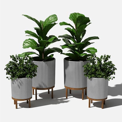 Veradek Demi Series Raised Duo Planters - Set of 2 Planters with Stands - color: Gray/Brown, size: Bundle - 2 Pack