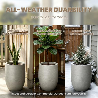 Kante Weathered Concrete Planter 9.1" Dia All-Weather Round Small Pot - color: Rustic Concrete, size: 11.8 Inch Tall