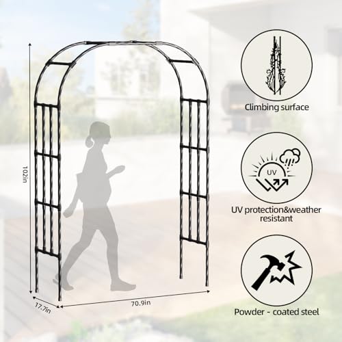 5.9x8.5FT Garden Arbor Trellis,Metal Garden Arch Trellis - color: 5.9 FT L/Black, size: Full Arch