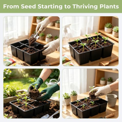 40 Pack 6-Cell Seed Starter Tray for Seedlings with Drainage Holes