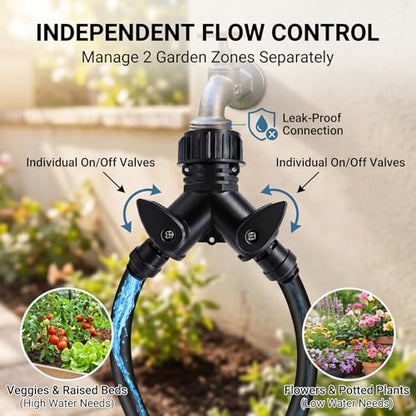 2026-Upgrade 100Ft 1/4" Drip Irrigation System,Garden Watering Kit with 20Pcs 360° Adjustable Copper Nozzles,Automatic Atomizing Sprinkler,DIY for Outdoor,Lawn,Greenhouse,Raised Beds (50FT/14pcs) - size: 50FT/14pcs
