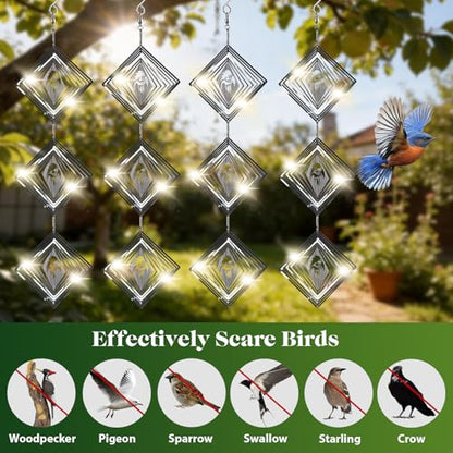 CHONOVO 12 Discs 4 Set Bird Deterrents for Outside, Eagle Wind Spinner - size: Eagle (12 Discs 4 Pcs)