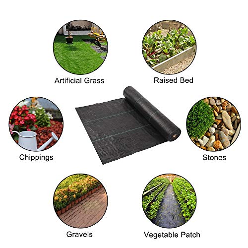 TUFFIOM 3 x 300 FT Weed Barrier Garden Landscape Fabric, UV-Resistance Ground Cover, 125gsm/3.7OZ Heavy Duty Material for Superior Weed Control, Perfect for Greenhouse, Yard, Flower Bed, Garden - size: 3 x 300 FT
