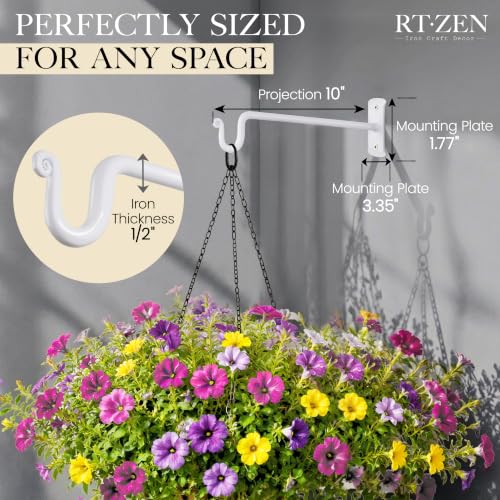 RTZEN Plant Hangers Outdoor or Indoor Heavy Duty Wall Bracket Hooks - size: 10 Inch, style: Shepherds Hooks - W