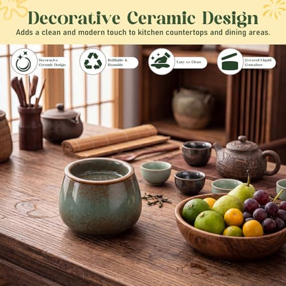 1 Pack Ceramic Fruit Fly Traps Reusable, Reactive Glaze, Patina Green - color: Patina Green, size: Reactive Glaze