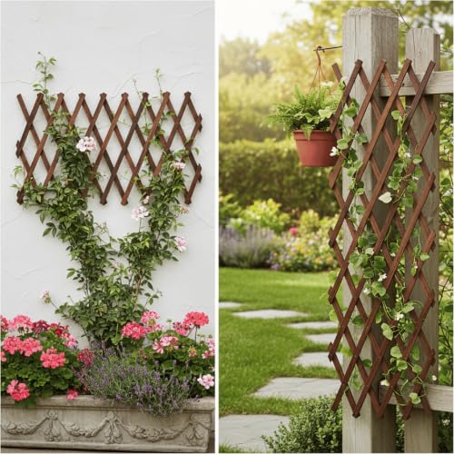 2 Pack Wood Wall Trellis, 11.81 x 70.9 in Wood Lattice Fence Panels