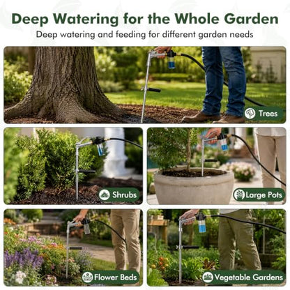 Deep Root Watering Tool for Trees with Trigger Handle & Fertilizer Bottle