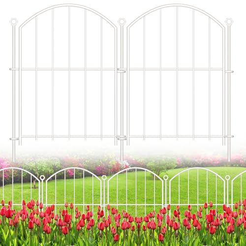 Decorative Garden Fence, 17in (H) x 30ft(L) No Dig Fence - color: White, size: 17 in(H)