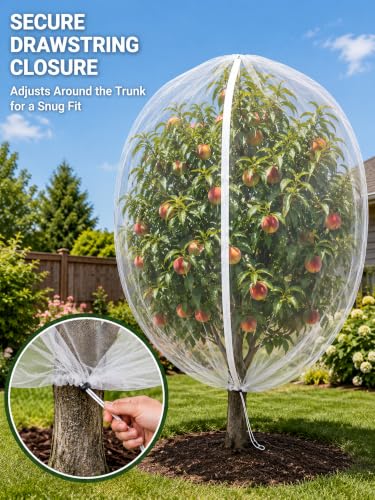 Garden Bird Netting for Insects, 2 Pack 6.5X5.7FT, Fruit Tree Netting with Zipper & Drawstring, Ultra Dense Mesh Plant Covers for Blueberry Tomato Cherry Peach Apple Trees Pest Barrier (6.5X5.7FT)