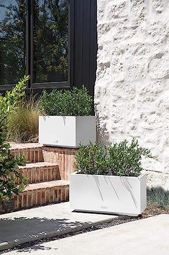Veradek Block Series Long Box Planter - Rectangular Outdoor Planter - color: White, size: Small