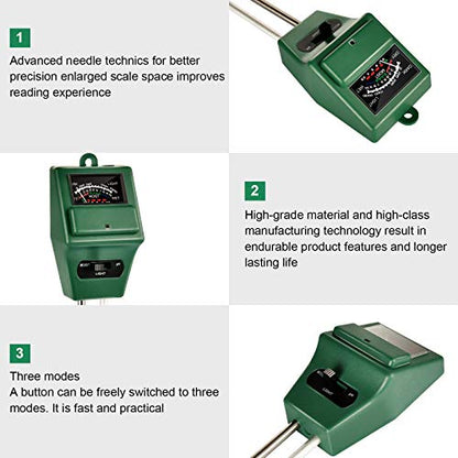 iPower 3-in-1 Soil Moisture/Light/pH Meter for Plant Care Sensor Kits for Home and Garden Lawn, Farm, Indoor & Outdoor Use, Square, Grass Green, 1 Pack - size: Square, style: 1 Pack