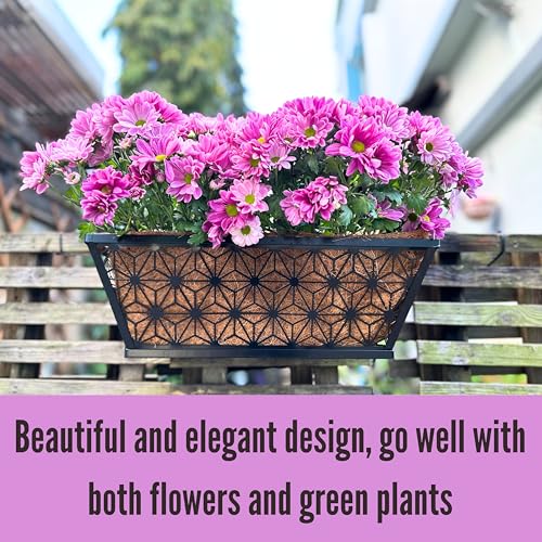 LaLaGreen Garden Wall Planter (16 in, 2 Pack) Black Patio Window Flower Box - size: 16" (41cm) x 2 pack