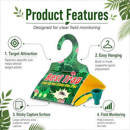 6 Pack Codling Moth Traps for Grapevines with Pheromone Lures – Triangular Hanging Sticky for Grapevines, Includes 6 Traps & 6 Lures, for Orchard & Garden Use