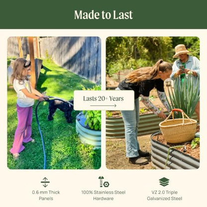 Vego garden Aluzinc Raised Garden Bed Kits, 17" Tall 6 in 1 Modular Metal Raised Planter Bed for Vegetables Flowers Patio Ground Planter Box-British Green - color: British Green