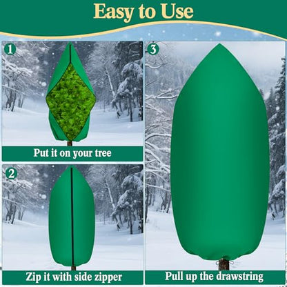 Zip A Tree Cover Freeze Protection, Thick Plant Protection Cover Bags for Outdoor Plants with Drawstring, Zip-Up Frost Blankets for Cedars, Juniper, Cypress Trees and Christmas Tree (1, Green)