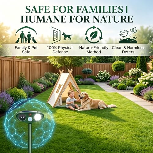 2026 Upgraded Solar Ultrasonic Animal Repellent Outdoor for Yard 2-Pack