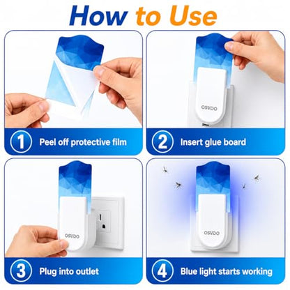Fruit Fly Traps for Indoor (2 Devices and 12 Glue Cards) 400 Sq Ft Coverage