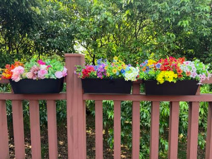 Metal Railing Planter, 16 Inch Rectangular Window Box with Adjustable Brackets, Drainage Holes, for Balcony Deck, 4 Pack (Black, Rectangular) - color: Black