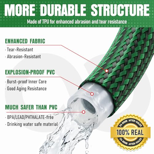 Garden Hose 25 ft, Non-Expanding Lightweight Kink-Free Flexible Water Hose - color: Green, size: 25ft
