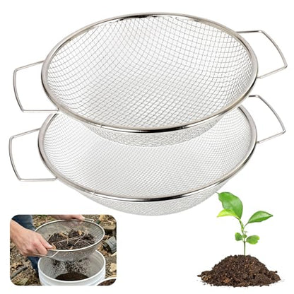 2Pcs 304 Stainless Steel Soil Sifter 1/4" 1/8" Screen Fit 5 Gal Bucket - size: 2 Pcs (1/4in,1/8in)