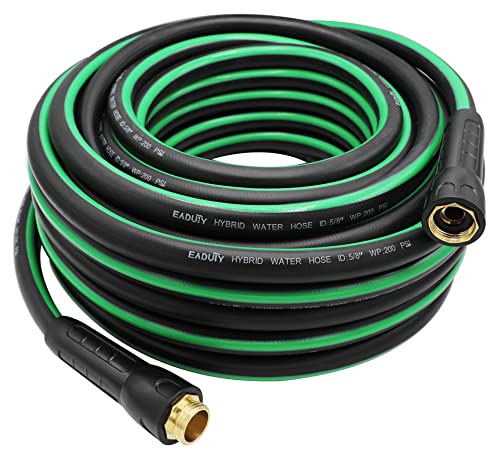 Hybrid Garden Hose 5/8 IN. x 75 FT, Heavy Duty, Lightweight, Flexible with Rotatable Grip Handle and Solid Brass Fittings - size: 75 FT
