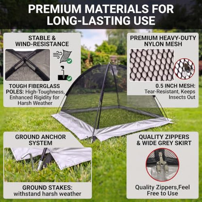 Heavy Duty Nylon Pond Cover Net 13x17 FT - Zippered Dome Mesh - size: 5x7FT