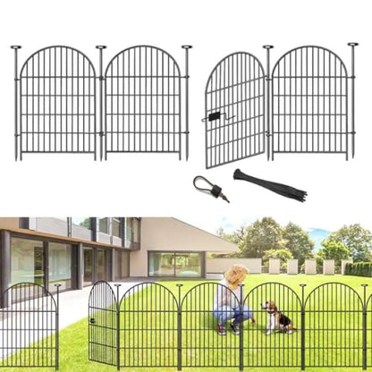 ADAVIN Tall Garden Fence with Gate, 32in 4 Panels Fencing for Yard 8.8 Ft - color: Black, size: 32in(H)x27in(L) 3 Panels + 1 Gate