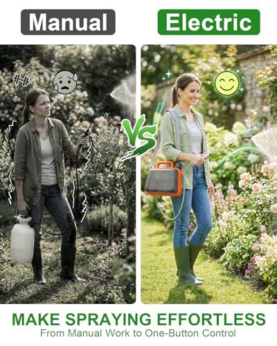 2 Gallon Electric Garden Sprayer, Battery Powered Weed Sprayer with Telescopic Wand, 3 Adjustable Nozzles, Garden Sprayer with Collapsible Tank, Shoulder Strap for Lawn Care, Plant Watering & Cleaning - size: 2gal