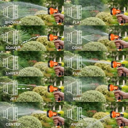 Besiter Garden Hose Nozzle Sprayer 10 Watering Patterns Spray Nozzles Heavy Duty Hose Head Lightweight Hose Attachment Orange - color: Orange