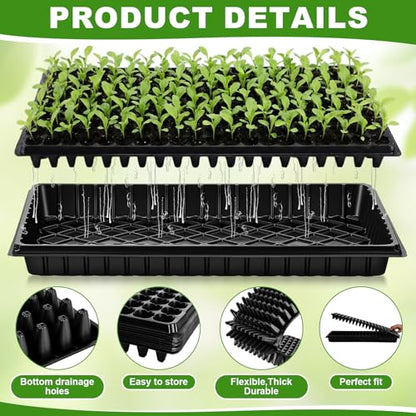 Vesici 20 Pack Seed Starter Trays, 200 Cell Seedling Trays with 1020 Flat Tray, Deep Plug Nursery Plant Pots for Germination, Water Collection, Indoor Outdoor Seed Starting & Transplanting