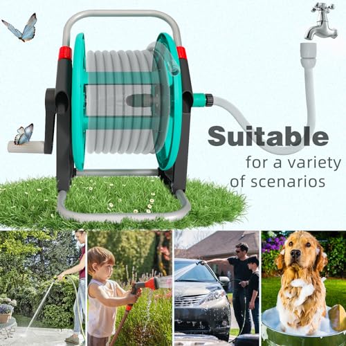 Garden Water Hose Reel,Holds 50-60 Ft of 5/8" Hose - color: Green