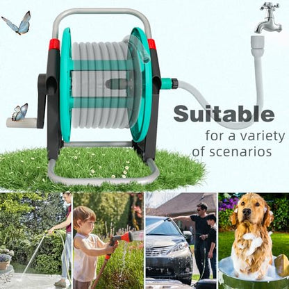 Garden Water Hose Reel,Holds 50-60 Ft of 5/8" Hose - color: Green
