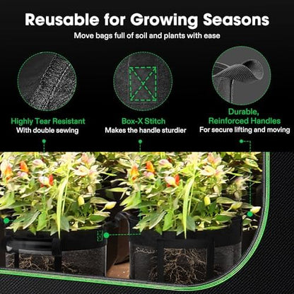 VIVOSUN 3-Pack 10 Gallon Potato Grow Bags, 360° Visibility Harvest Window - size: 10 Gallon